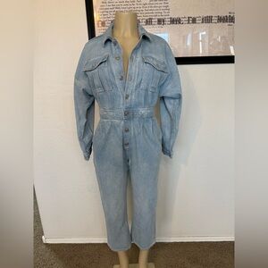Express Women's Sky Blue Denim Overalls